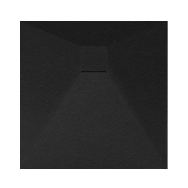 Welland kőhatású zuhanytálca szifonnal 80 x 80 cm - fekete (GT-8080SS)
