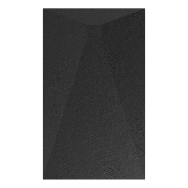 Welland kőhatású zuhanytálca szifonnal 90 x 150 cm - fekete (GT-15090SS)