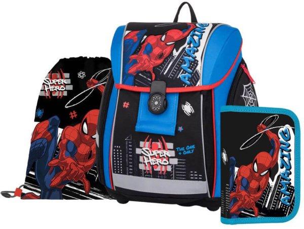 Pókember mágneszáras ergonomikus iskolatáska tolltartóval és
tornazsákkal, Premium Light, Amazing Spiderman