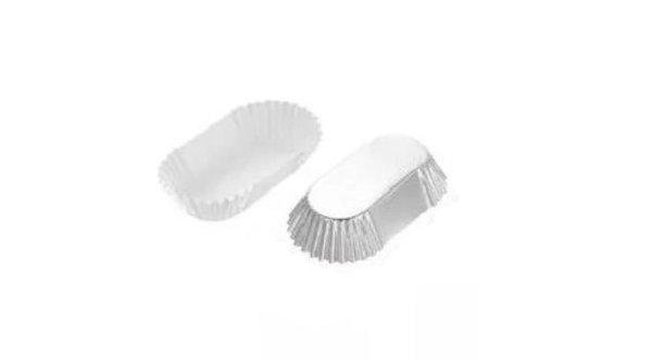 Ezüst hosszúkás muffin papír 3*6,5 cm 30 db