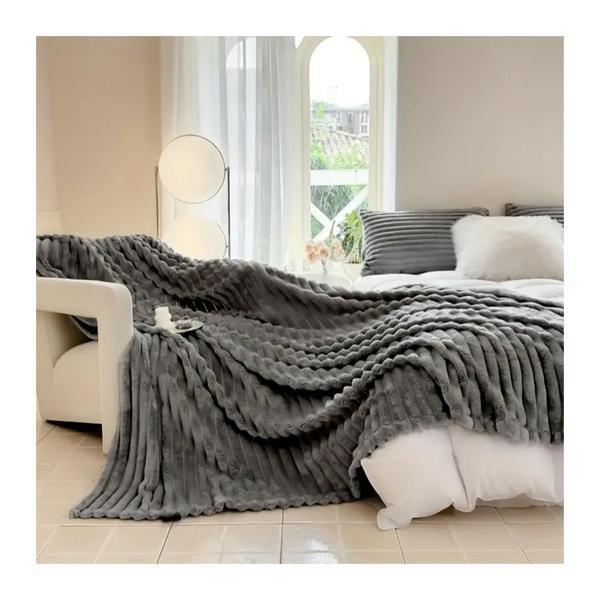 Plüss ágytakaró,szürke– KQ4353389-200SZ, 200 x 230 cm
