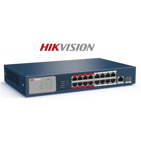 Hikvision Switch PoE - DS-3E0318P-E/M (16 port 100Mbps, 135W, 1 port 1000Mbps
combo, L2)
