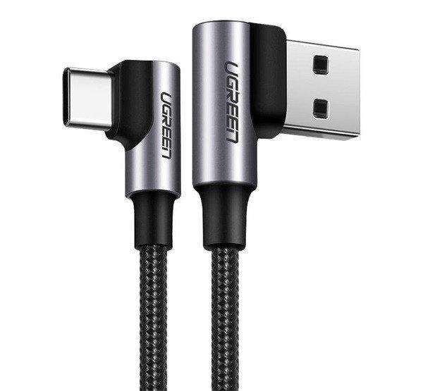 UGREEN US176 adatkábel (USB - Type-C, 3A, gyorstöltő 3.0, 50cm, 90 fokos,
cipőfűző) SÖTÉTSZÜRKE