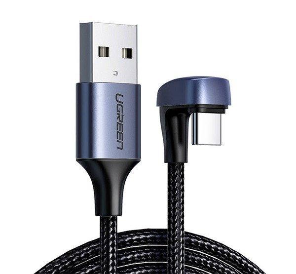 UGREEN US311 adatkábel és töltő (USB - Type-C, 3A, QC 3.0, 100cm, 180 fokos,
cipőfűző minta) FEKETE