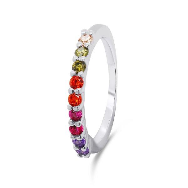 Brilio Silver Bámulatos ezüst gyűrű színes cirkónium kővel RI063W 52 mm