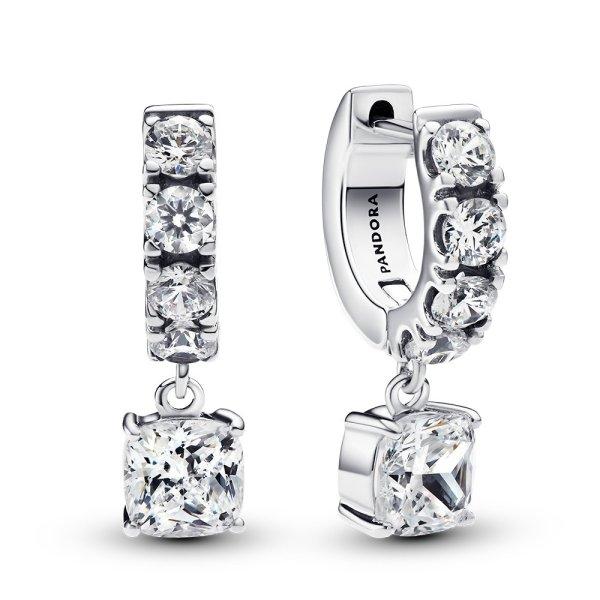 Pandora Csillogó karika fülbevaló medálokkal Pavé Timeless 293547C01