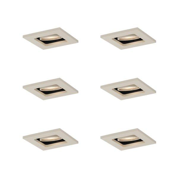 6 darabos modern, bézs színű, süllyesztett spotlámpa készlet GU10 50mm-es,
forgatható és dönthető - Qure