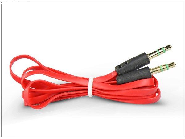 3,5 - 3,5 mm jack audio kábel 1 m-es lapos vezetékkel - piros/fekete