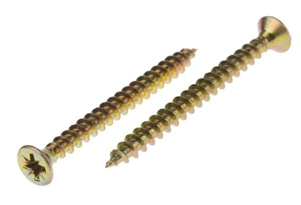 Süllyesztett fejű sárgahorganyzott forgácslapcsavar PZ 5x80