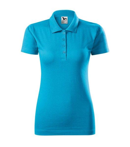 MALFINI Női puha galléros póló Single J. - Türkiz | 2XL