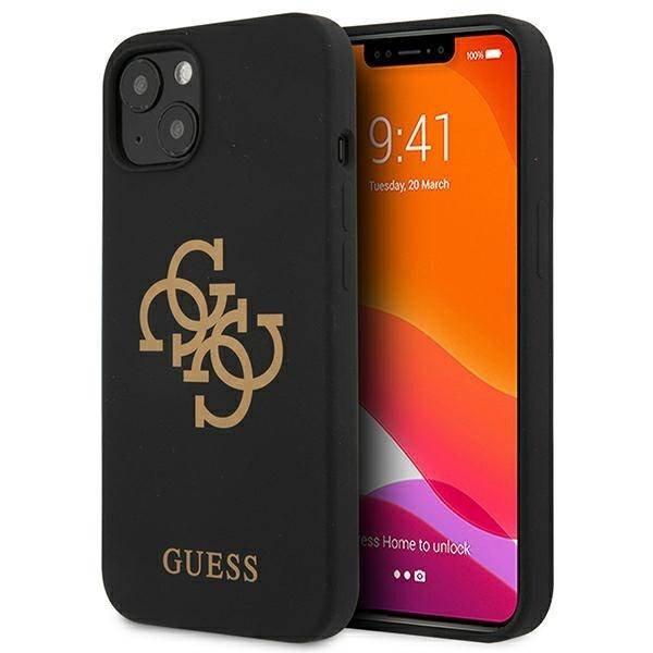 Guess GUHCP13MLS4GGBK iPhone 13 6.1" fekete keménytok Szilikon 4G logóval