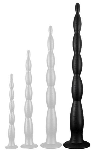 XL hosszú fekete gyöngyös dildo - érzékiség prémium minőségben