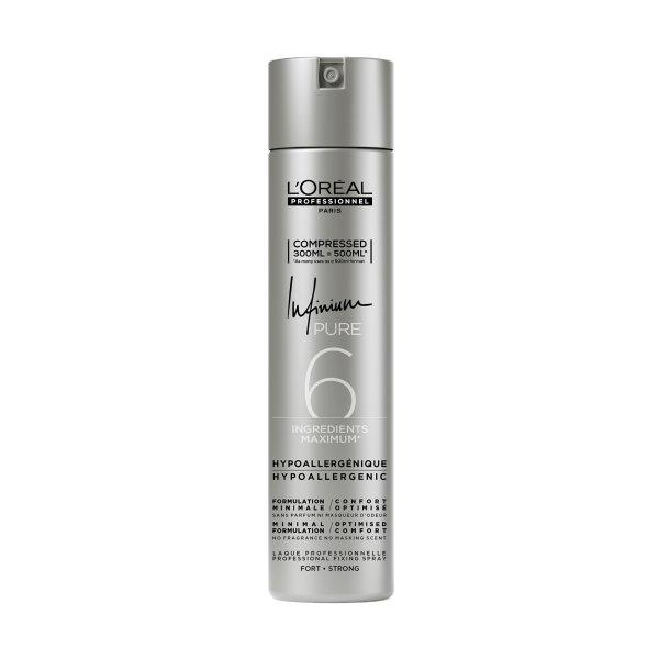 L'Oréal Professionnel Hipoallergén erősen fixáló hajlakk Infinium Pure
(Hairspray) 300 ml