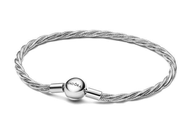 Pandora Ezüst fonott karkötő medálokhoz Moments 593757C00 21 cm