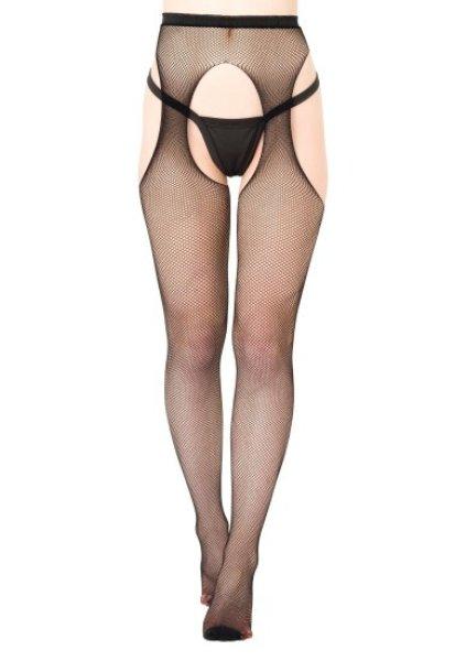 Daring Intimates Fishnet Suspender Tights Black