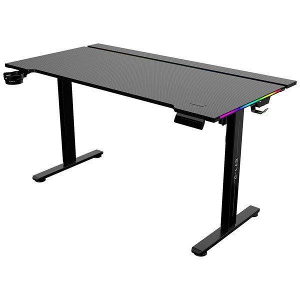 The G-Lab Gamer Asztal - K DESK PLATINIUM (140x75cm, fém, pohár,
fejhallgatótartó, fekete, motoros magasság áll., RGB)