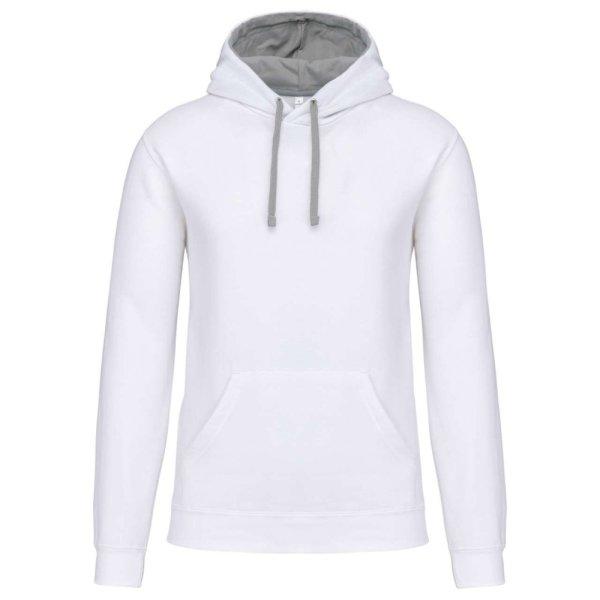 Férfi pulóver kontrasztos bélésű kapucnival, Kariban KA446, White/Fine
Grey-S