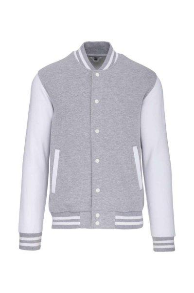 Uniszex vastag patentos pulóver, Kariban KA497, Oxford Grey/White-S