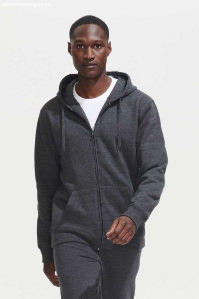Férfi cipzáras kapucnis pulóver, SOL'S SO47800, Charcoal Melange-3XL