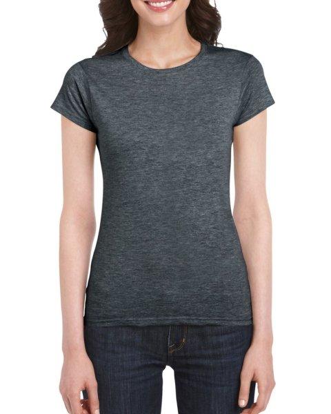 Softstyle testhez álló rövid ujjú női póló, Gildan GIL64000, Dark
Heather-XL