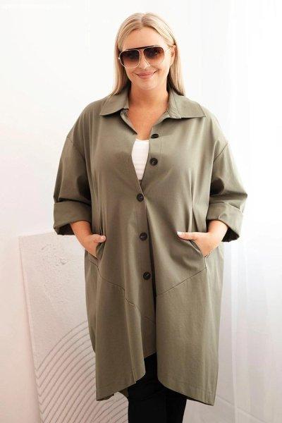Gombos záródású oversize pelerín modell 25132 khaki színben