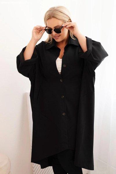 Gombos záródású oversize pelerina, 25132 modell, fekete