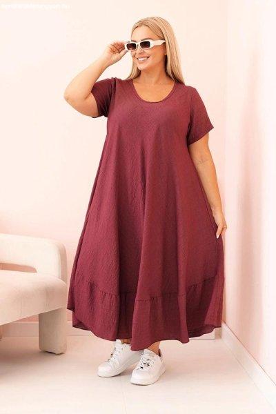 Viszkóz oversize ruha rövid ujjú és fodros, 21682-es modell sötét lila