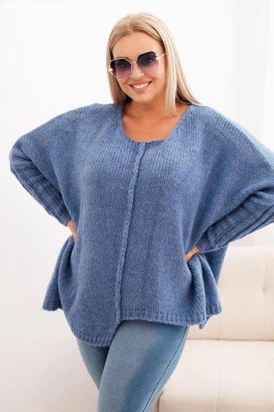 Aszimmetrikus oversize pulóver laza szabású IT86 modell farmer színben