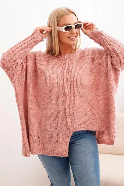 Aszimmetrikus oversize pulóver laza szabású IT86 modell, ódivatú
rózsaszín