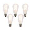 5 darabos E27 LED spirl filament izzkszlet ST64 5W 400 lm