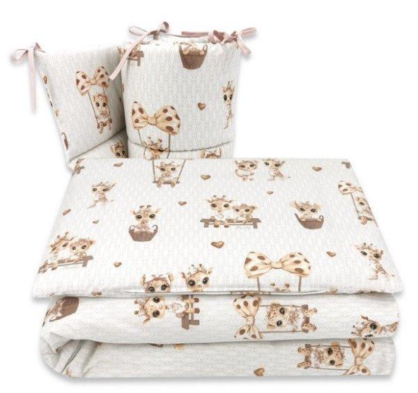 Baby Shop 3 részes ágynemű garnitúra - zsiráf bézs/rózsaszín