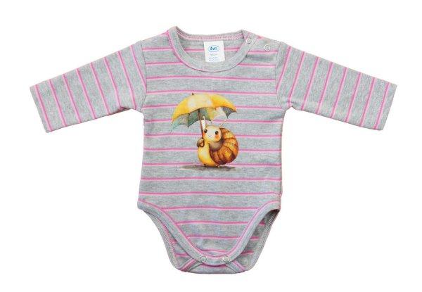Hosszú ujjú baba body - csiga mintával