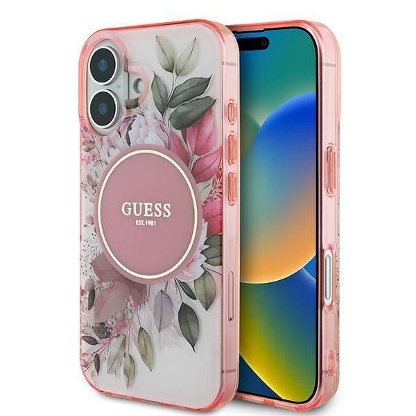 Guess GUHMP16MHFWBDCEP IML Flower & Tonal Circle MagSafe keménytok iPhone 16
Plus - rózsaszín