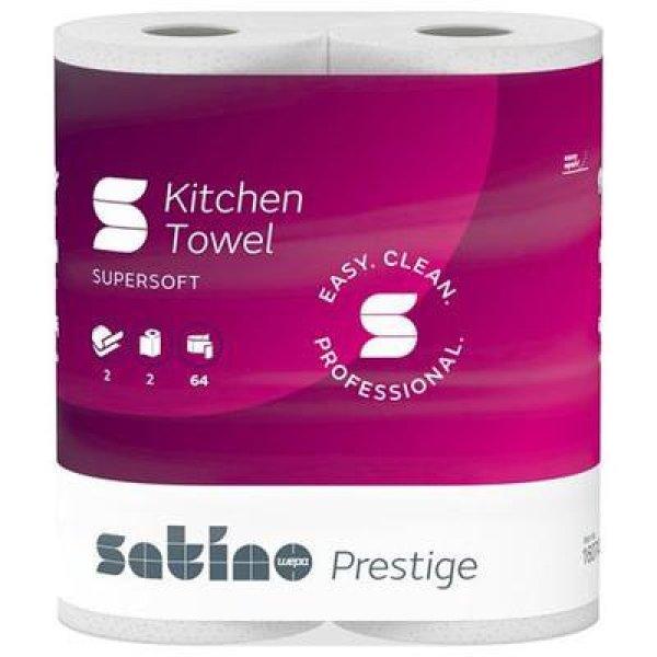 Kéztörlő, 2 rétegű, 2 tekercses, 64 lapos, "Satino Prestige",
fehér