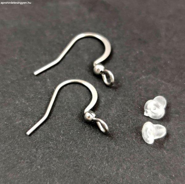 Fülbevaló alap - golyós - platina színű - orvosi fém(316) - szilikon
véggel - 15x17mm