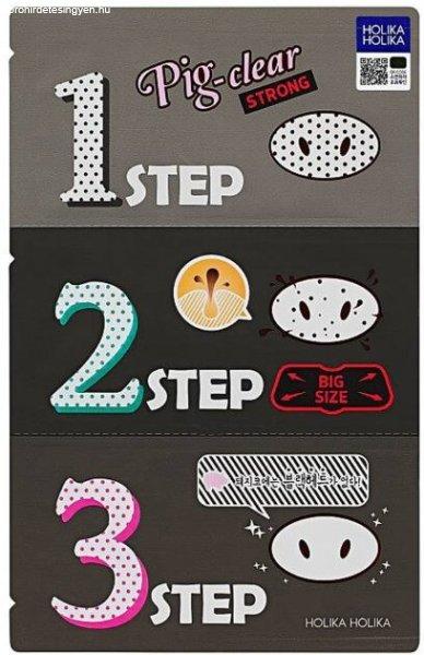 Holika Holika Háromfázisú tisztító tapasz Pig Clear Strong (3 Step Kit) 15
ml