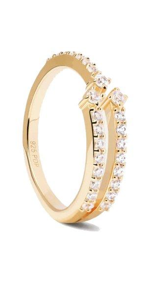 PDPAOLA Egyedi aranyozott gyűrű átlátszó cirkónium kövekkel SISI Gold
AN01-865 48 mm