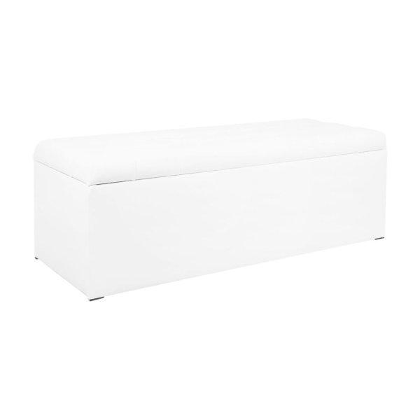Ülőkés műbőr tároló puff, 130 cm, fehér - MADISON - Butopêa
