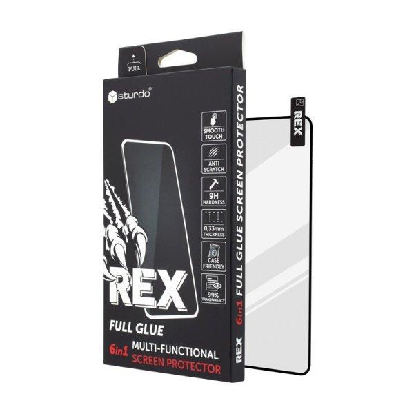 Sturdo Rex Full Glue 6in1 Apple iPhone 13 Pro Max (6.7) kijelző- és
kameralencse védő üvegfólia