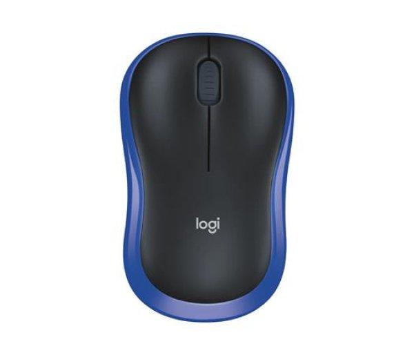 Egér, vezeték nélküli, optikai, közepes méret, USB, LOGITECH
"M185", kék