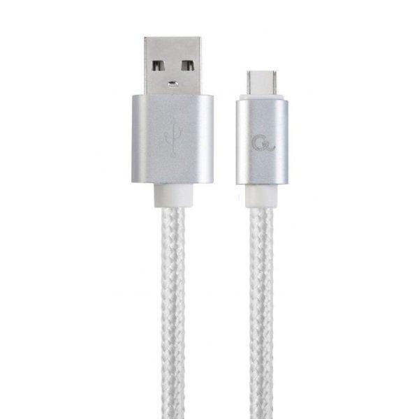 Kábel CABLEXPERT USB 2.0 AM - Type-C kábel (AM/CM), 1,8m, fonott, Ezüst,
blister