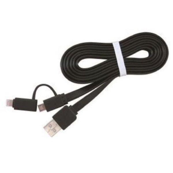 Kábel CABLEXPERT USB COMBO, MicroUSB + Lightning, 1m, fekete