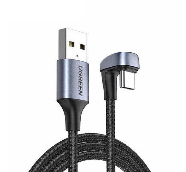 UGREEN US311 adatkábel és töltő (USB - Type-C, 3A, QC 3.0, 200cm, 180 fokos,
cipőfűző minta) FEKETE