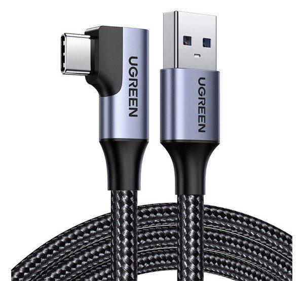 UGREEN adatkábel (USB - Type-C, 3A, gyorstöltő 3.0, 100cm, 90 fokos,
cipőfűző) FEKETE