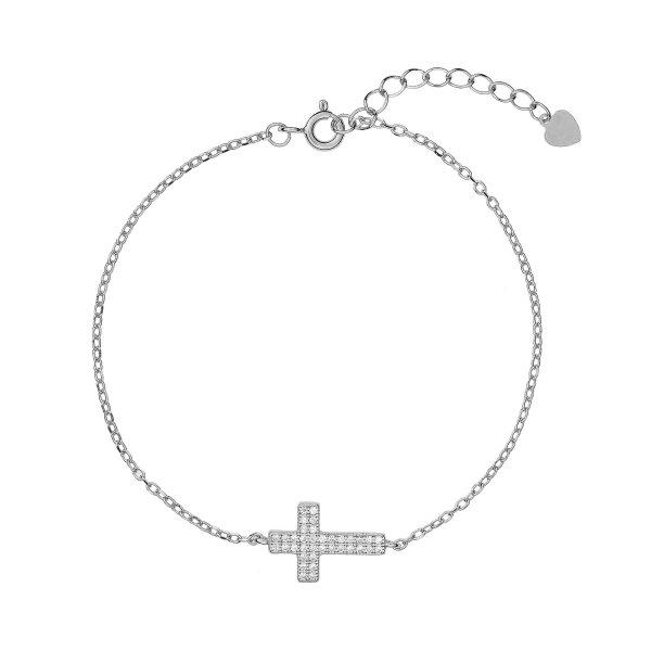 AGAIN Jewelry Időtlen ezüst karkötő Kereszt AJNR0020