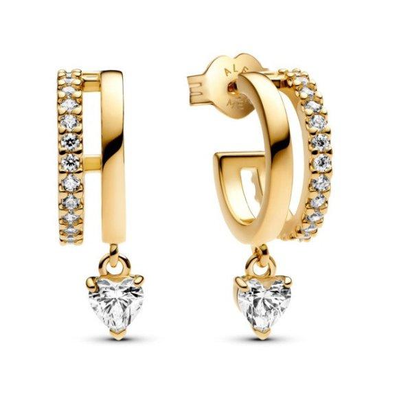Pandora Szép aranyozott fülbevaló szívvel Shine 263685C01