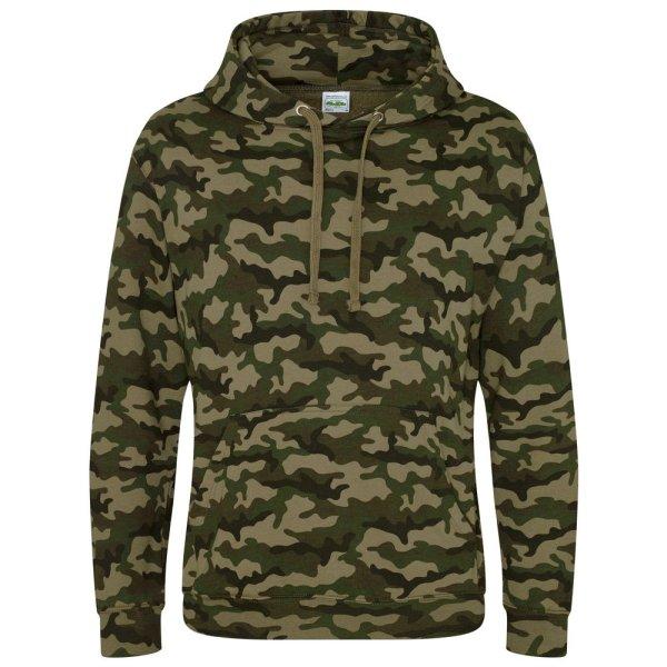 Just Hoods Terepmintás pulóver kapucnival - Terepszínű zöld | 2XL