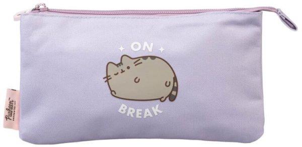 Pusheen cicás tolltartó, beledobálós, 3 rekeszes, 21x12x2cm, Moments, lila