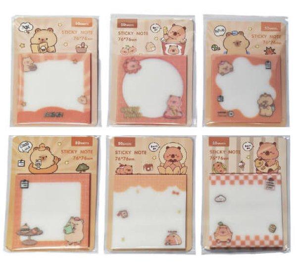 Kapibara jegyzettömb, 76x76mm, 50 lapos, átlátszó, csillogó papír,
többféle mintával