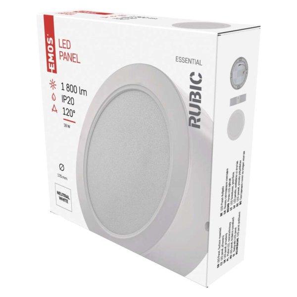 EMOS ZM5442, LED felületi lámpatest RUBIC, kerek, fehér, 18W, természetes
fehér